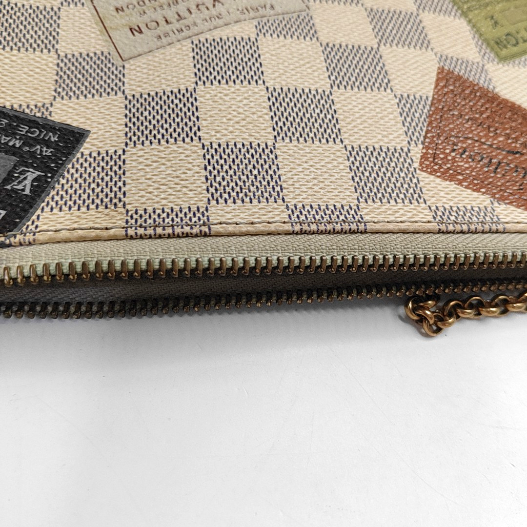 LOUIS VUITTON VINTAGE MILLA White Coated Canvas Checkered Print Crossbody Shoulder Handbag Golden hardware-(SKU)-952341358