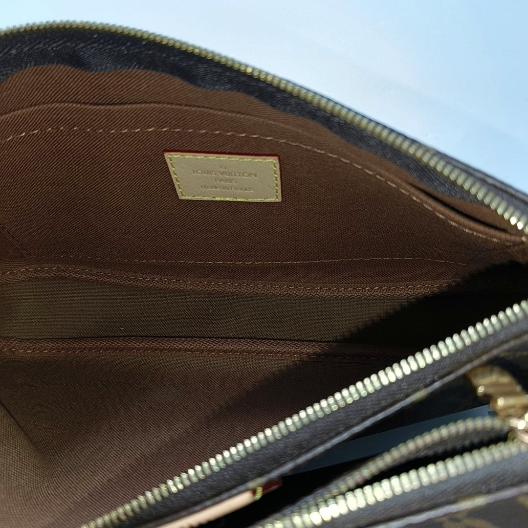 LOUIS VUITTON MULTI Medium Brown Coated Canvas Monogram Five-in-One Single Shoulder Bag Handbag Crossbody Bag with Detachable Strap and Pockets-(SKU)-967515730