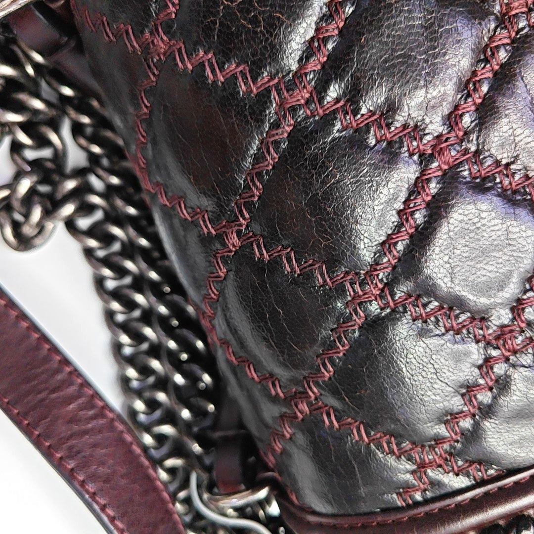 CHANEL BOY CHANEL Small Burgundy Calfskin Quilted Shoulder Bag Tote Crossbody Bag with Detachable Strap Rhodium Hardware 21 Compartments-(SKU)-965756203