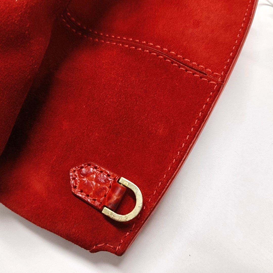 Alexander Wang Marion Orange-red suede rivet crocodile-pattern shoulder bag/crossbody bag Golden hardware Removable shoulder strap-(SKU)-928445182