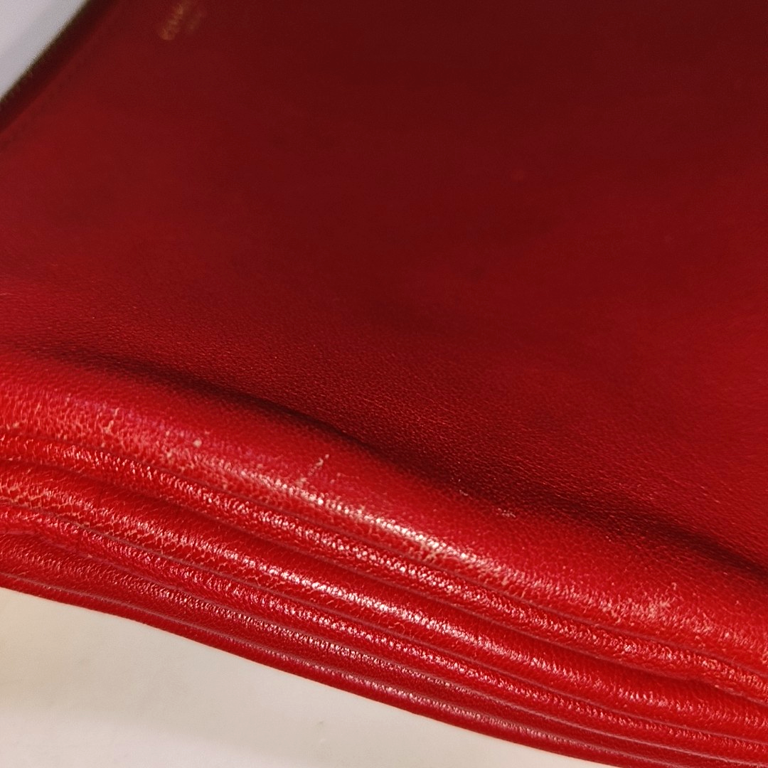 CELINE TRIO Small size Red Cowhide Crossbody Single Shoulder Bag Golden hardware Sub-bag-(SKU)-929979475