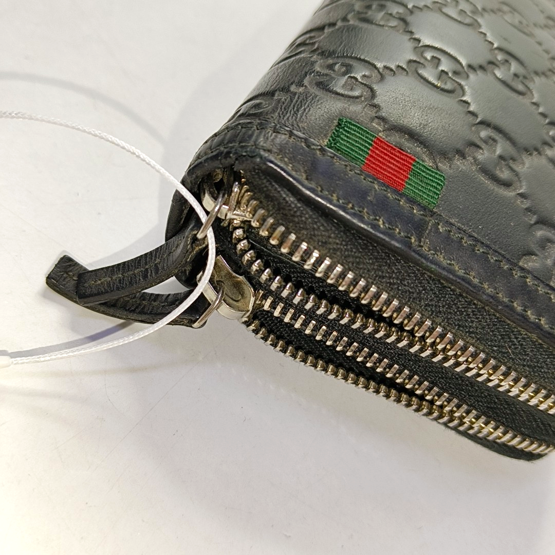 GUCCI Black cowhide monogram embossed handbag Silver Hardware-(SKU)-959345150