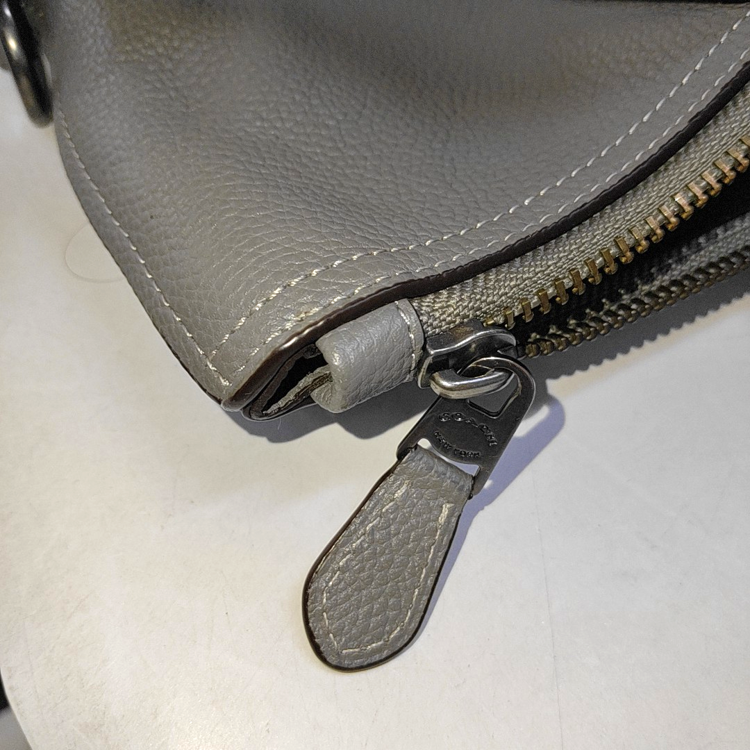 COACH Tote bag Dark Gray Cowhide Single Shoulder Bag Handbag Ruthenium color hardware Removable shoulder strap-(SKU)-942426825
