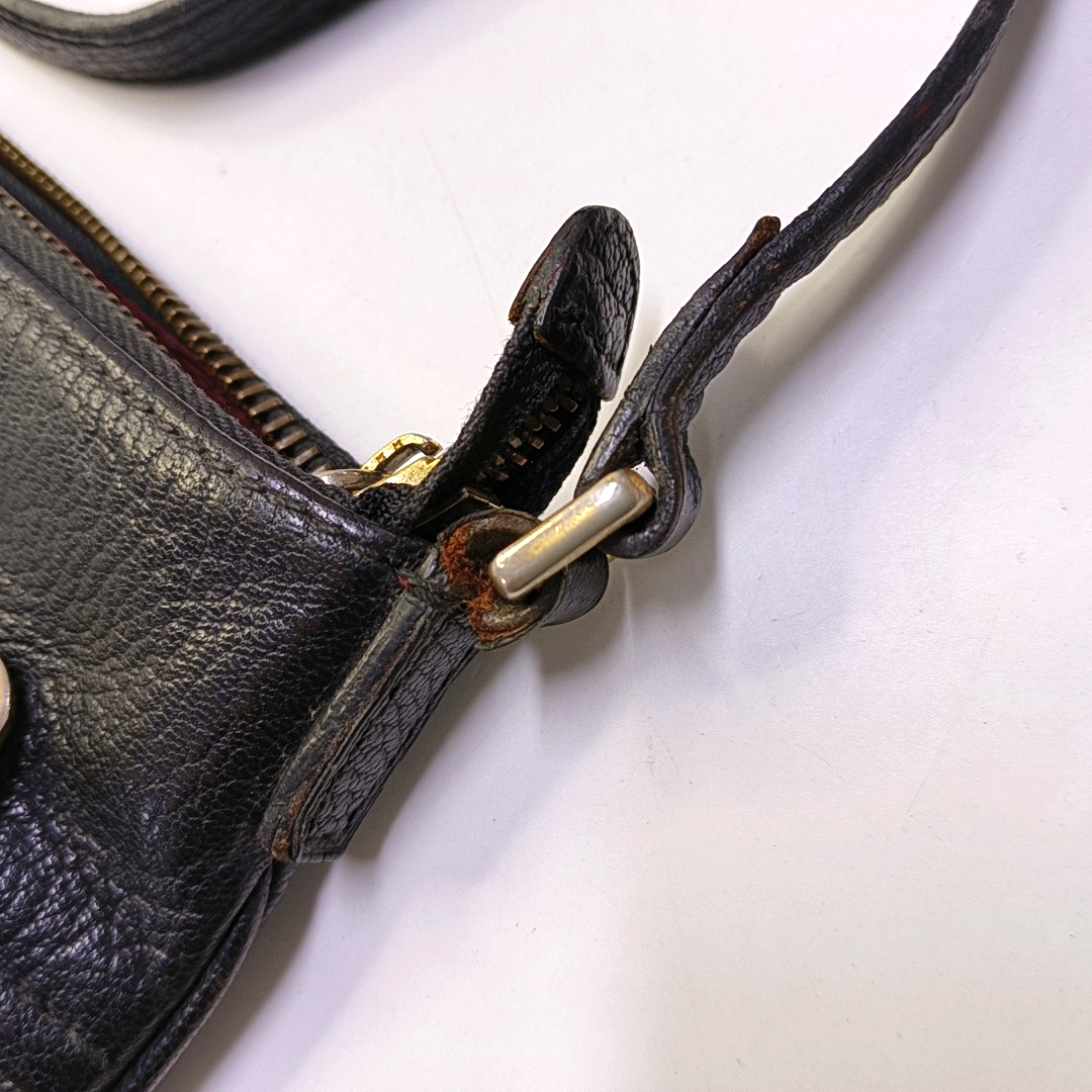 LOEWE Black Leather Crossbody Bag Single Shoulder Bag Golden hardware-(SKU)-950255613