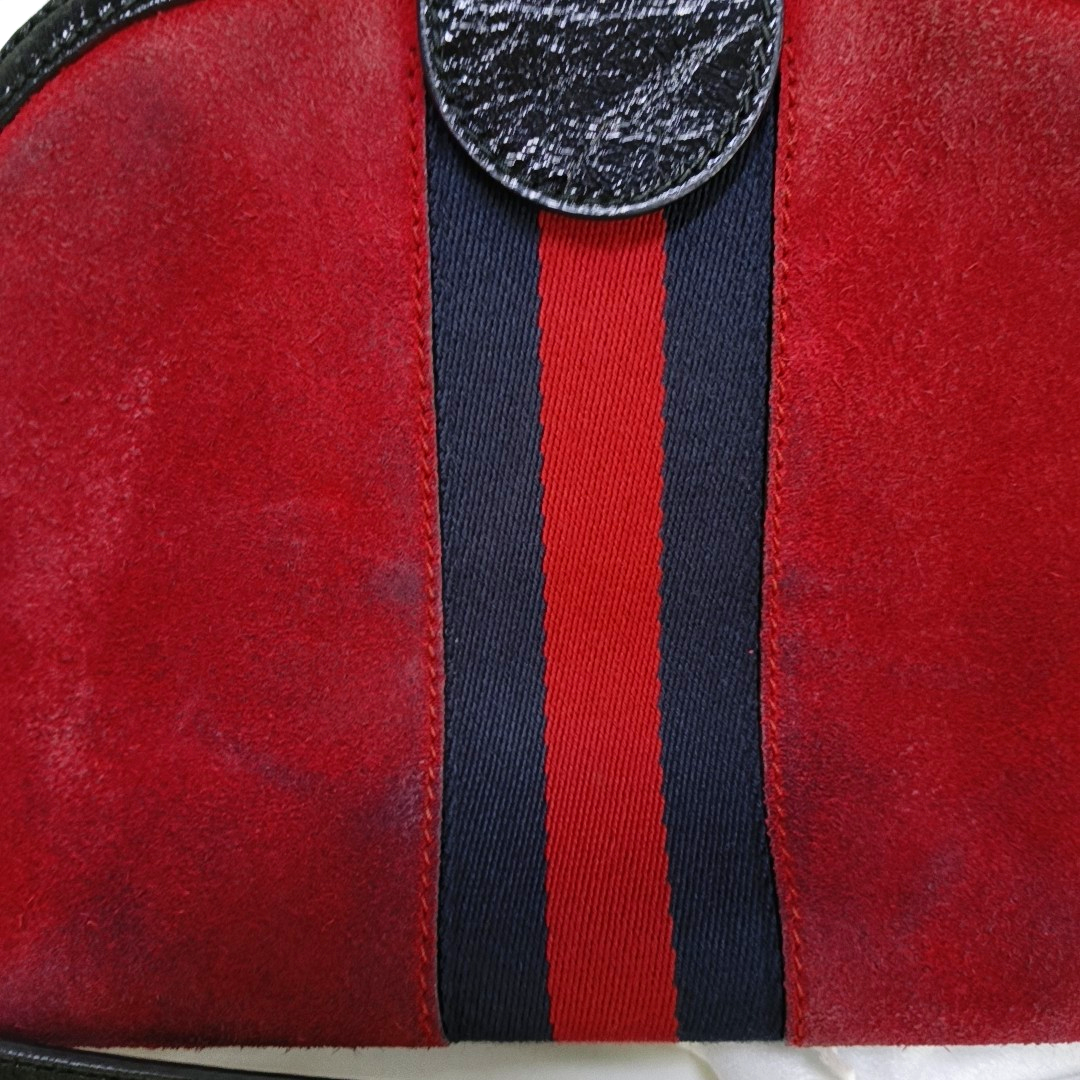 GUCCI Ophidia Small size Pink suede leather striped ribbon single shoulder bag Golden hardware-(SKU)-952555728