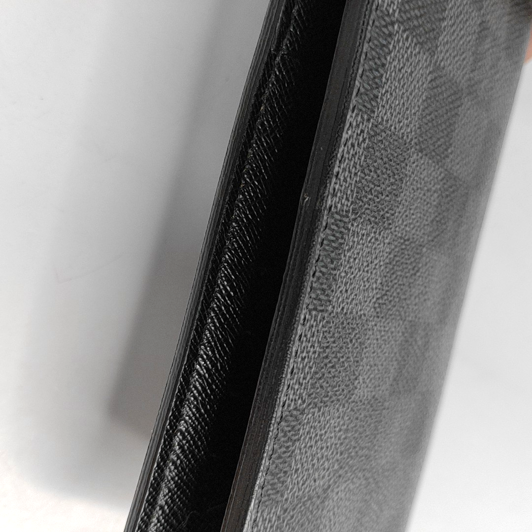 LOUIS VUITTON BRAZZA Gray Coated Canvas Chessboard Plaid Wallet Silver Hardware-(SKU)-958664175