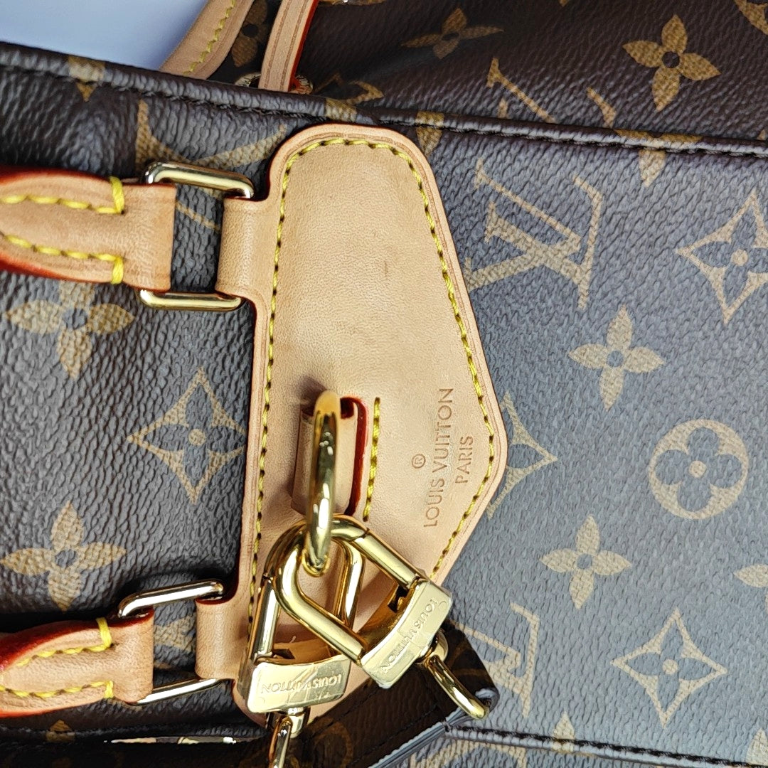 LOUIS VUITTON MONTSOURIS BB brown coated canvas Monogram backpack gold hardware 2 removable shoulder straps complete accessories-(SKU)-965720773