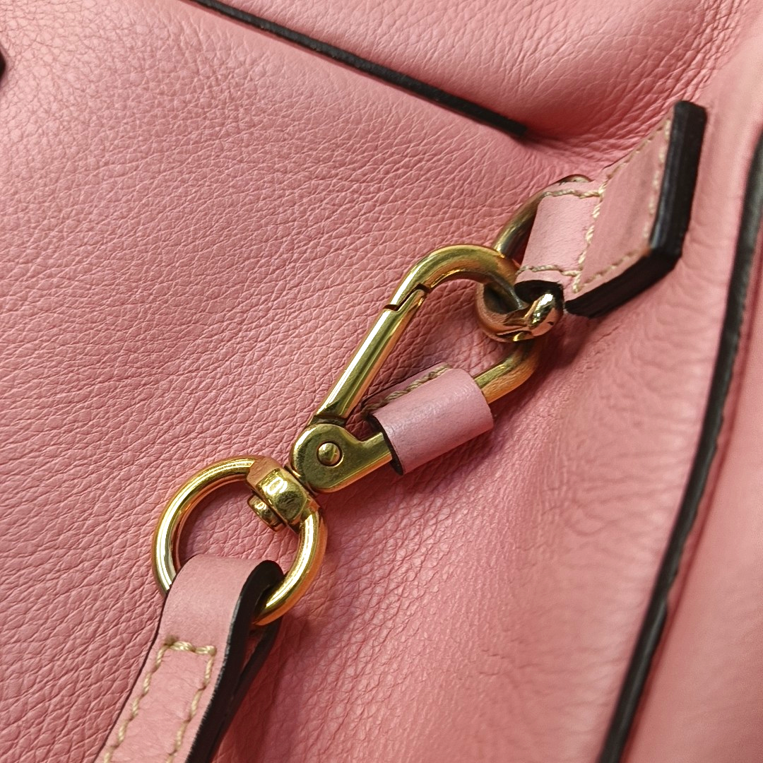 Chloé Faye mini Pink Cowhide Backpack Single Shoulder Bag Golden hardware shoulder straps-(SKU)-958394147