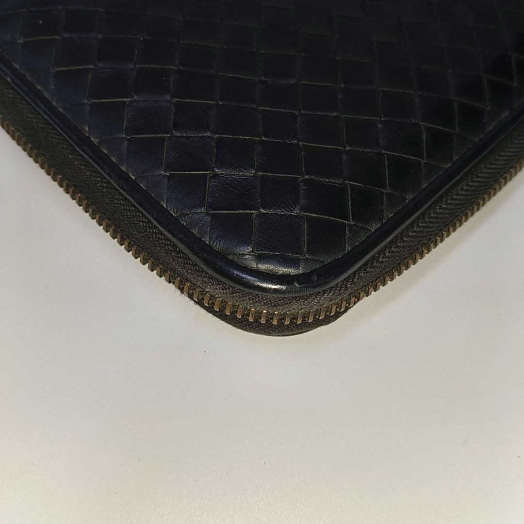 BOTTEGA VENETA Black Cowhide Woven Wallet Black hardware-(SKU)-932935096