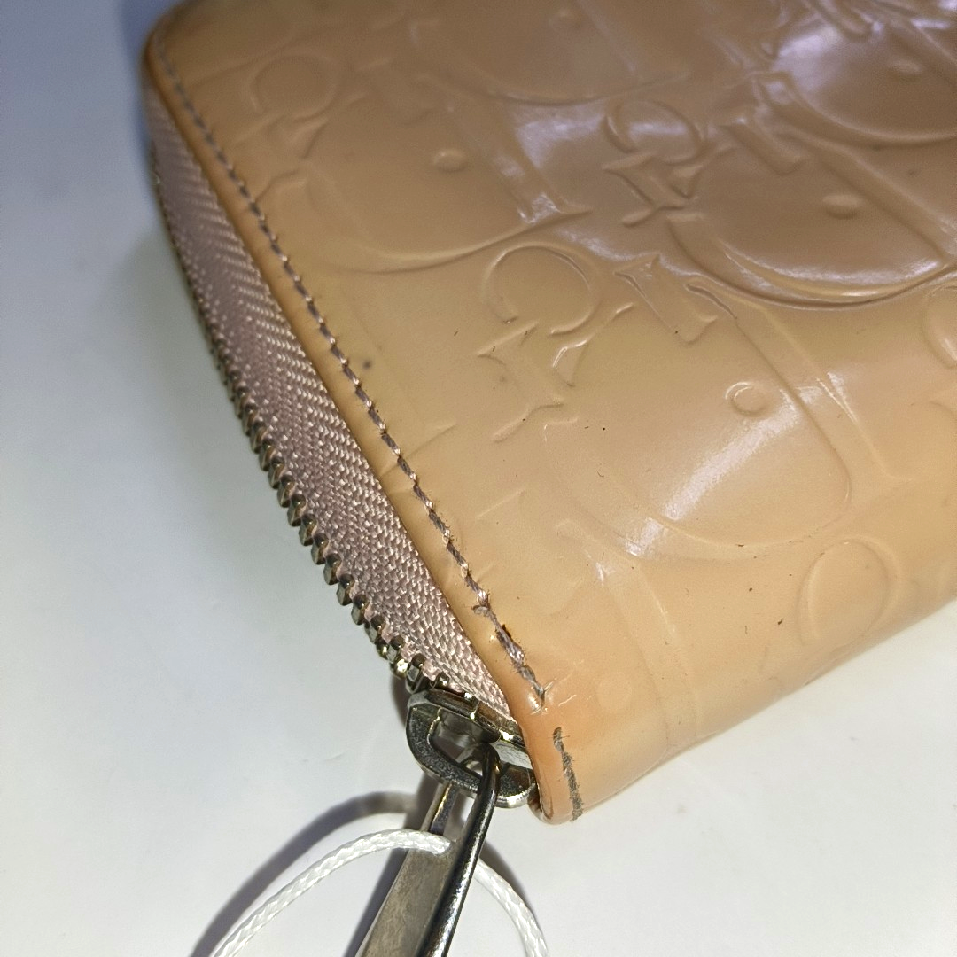 DIOR Pink Patent Leather Vintage Wallet Silver Hardware-(SKU)-939810681