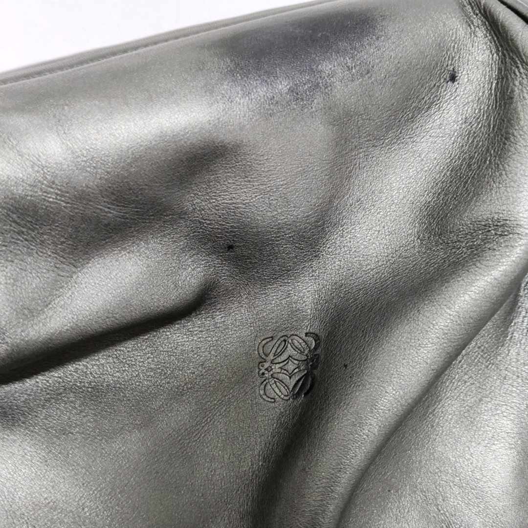 LOEWE Gray Cow Leather Handbag Shoulder Bag Silver Hardware-(SKU)-945383278