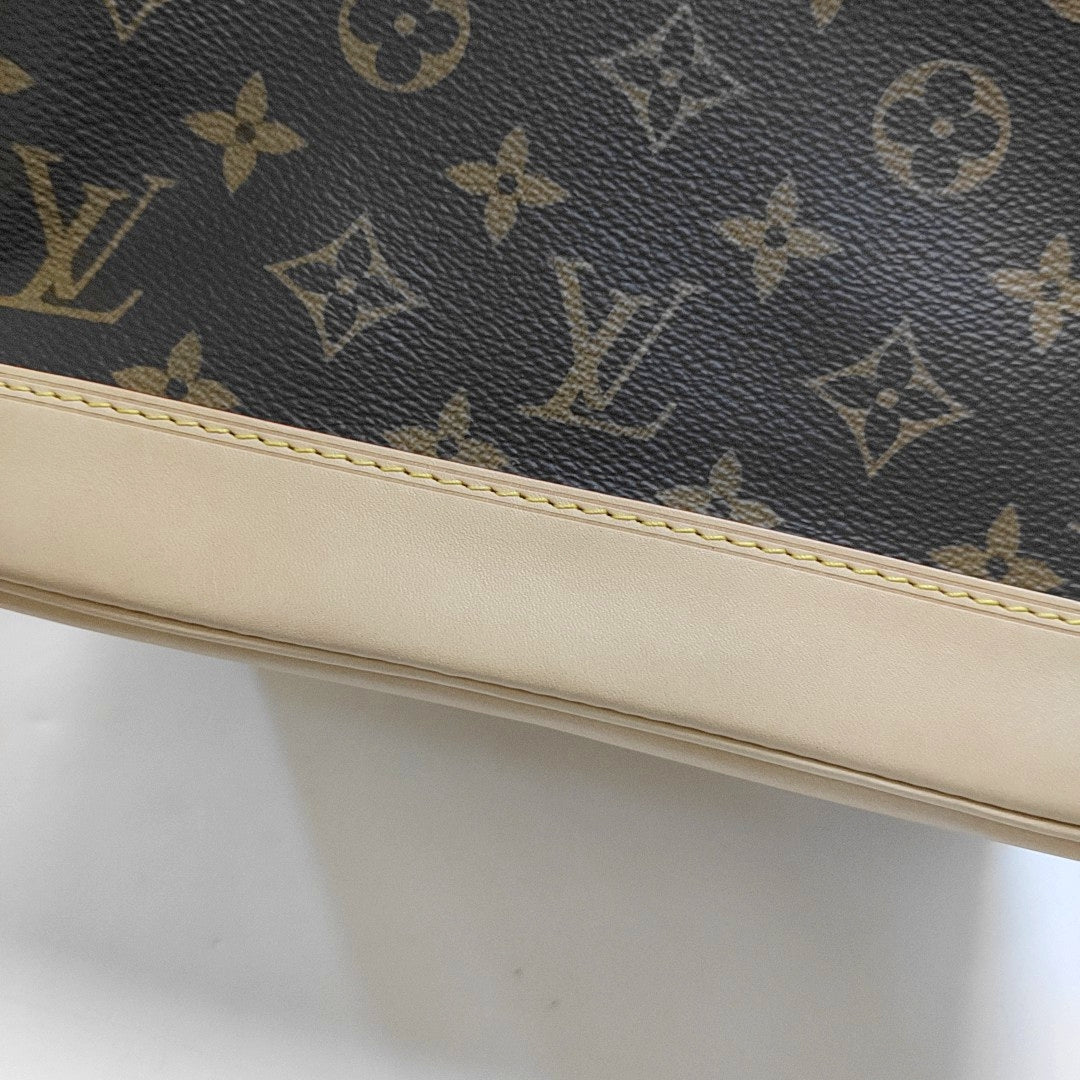 LOUIS VUITTON NOÉ Brown Coated Canvas Monogram Bucket Bag Shoulder Bag, Crossbody Bag with Detachable Strap, Gold Hardware-(SKU)-965774129