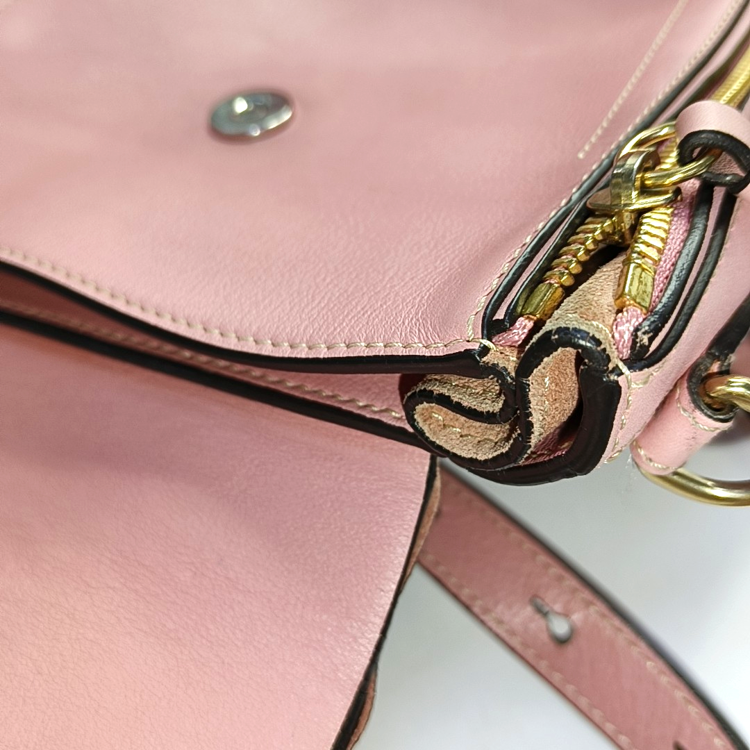 Chloé Faye Pink Cowhide Backpack, Single Shoulder Bag Golden hardware Removable shoulder strap-(SKU)-954247271