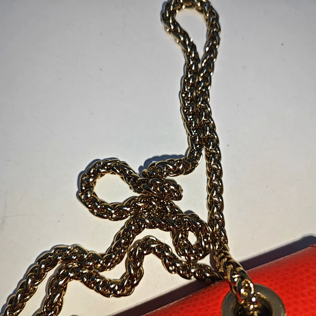 FURLA Red Leather Rivets Shoulder Bag Crossbody Bag Golden hardware-(SKU)-940159731