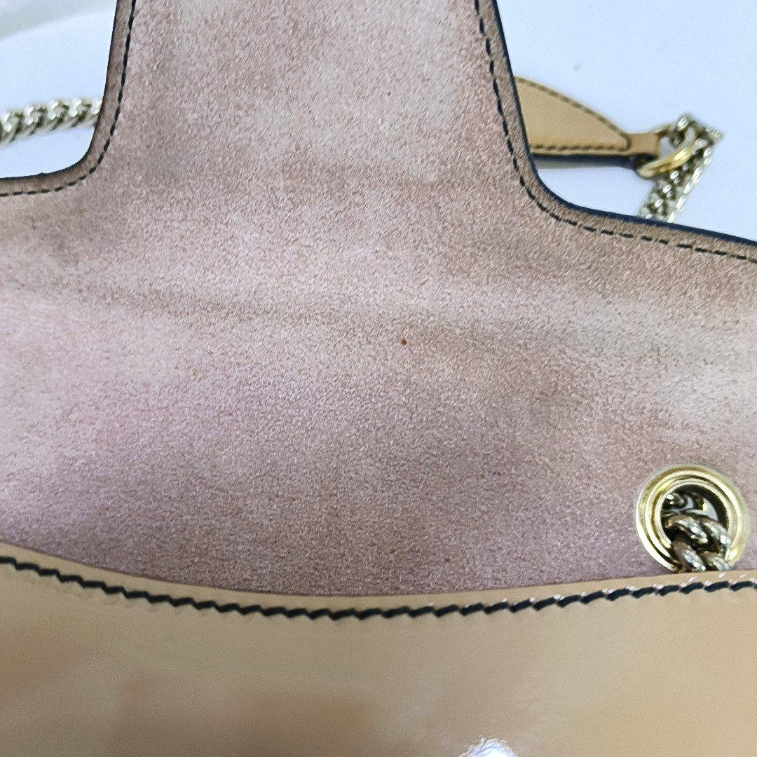 GUCCI Emily Chain Small size Brown Patent Leather Horse Bit Single Shoulder Bag Golden hardware-(SKU)-954647848