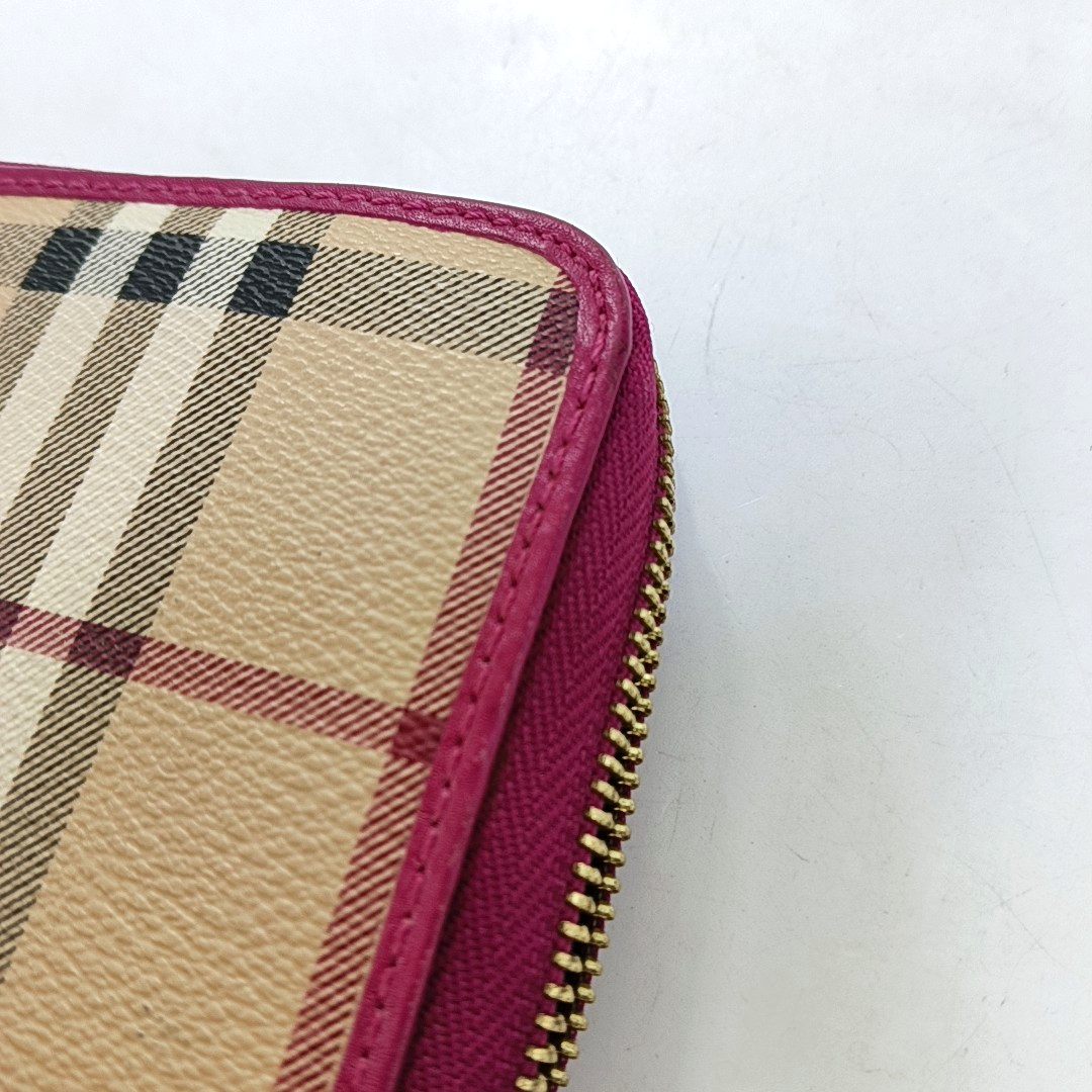 BURBERRY Khaki Coated Canvas Warhorse Plaid Wallet Golden hardware-(SKU)-959925187