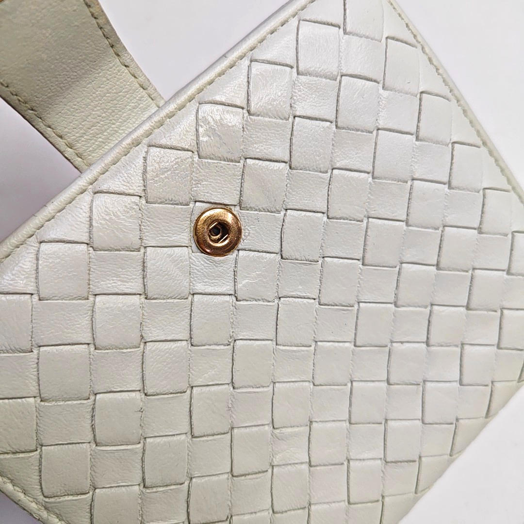 BOTTEGA VENETA White Cowhide Braided Wallet-(SKU)-945082548