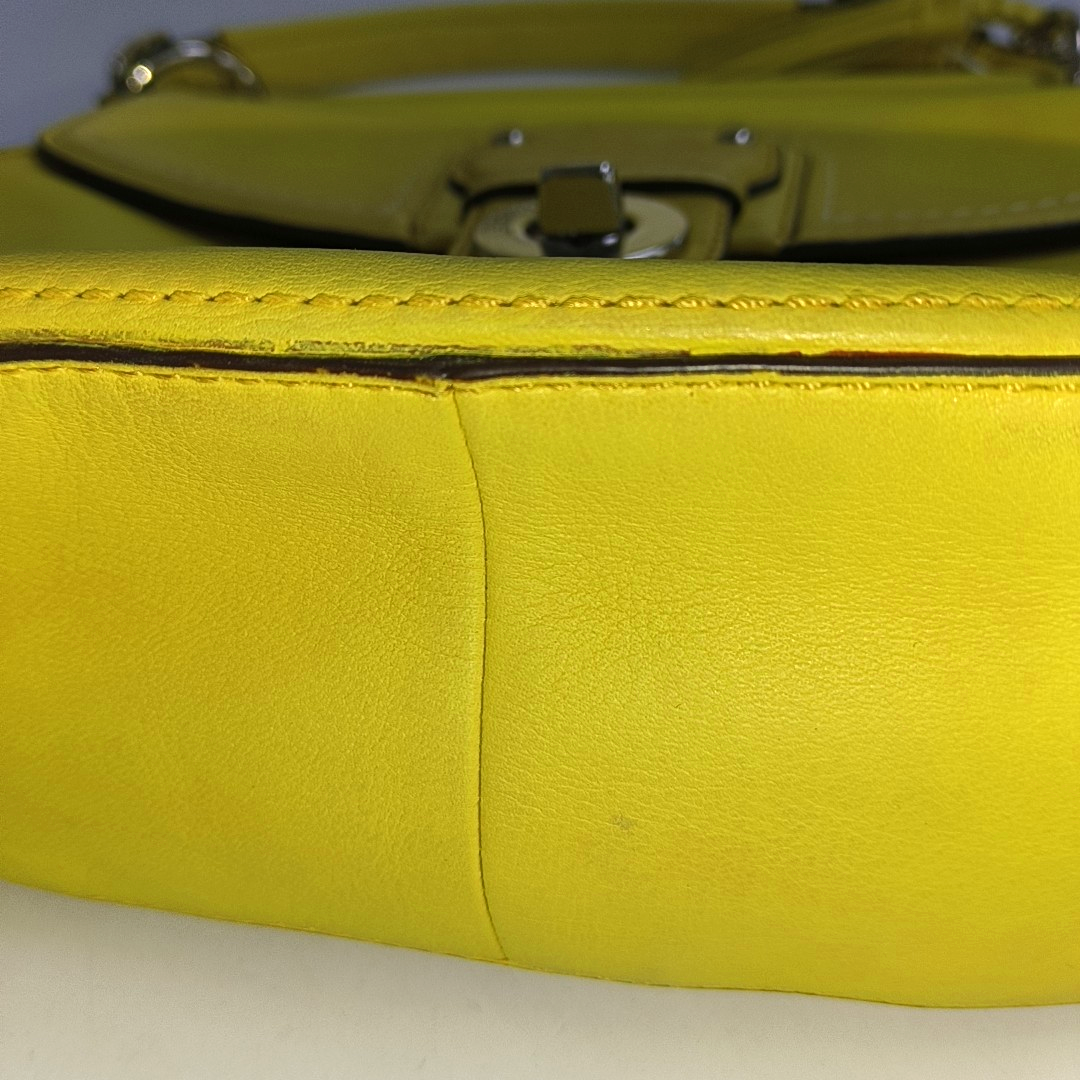 COACH WILLIS Yellow Leather Fringe Weaved Handbag Silver Hardware-(SKU)-937311657