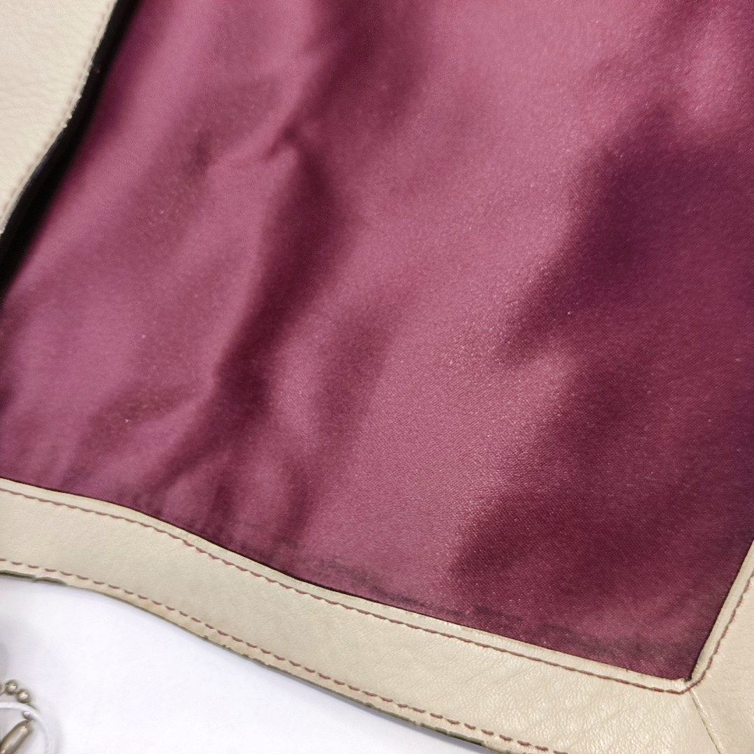 COACH Beige Leather Single Shoulder Bag Handbag Silver Hardware Removable shoulder strap-(SKU)-929326305
