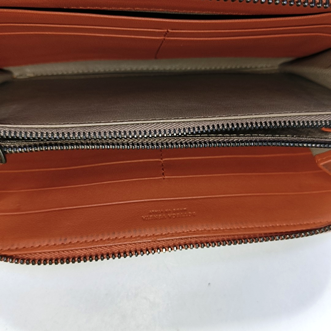 BOTTEGA VENETA Orange Leather Woven Wallet Black hardware-(SKU)-952462031