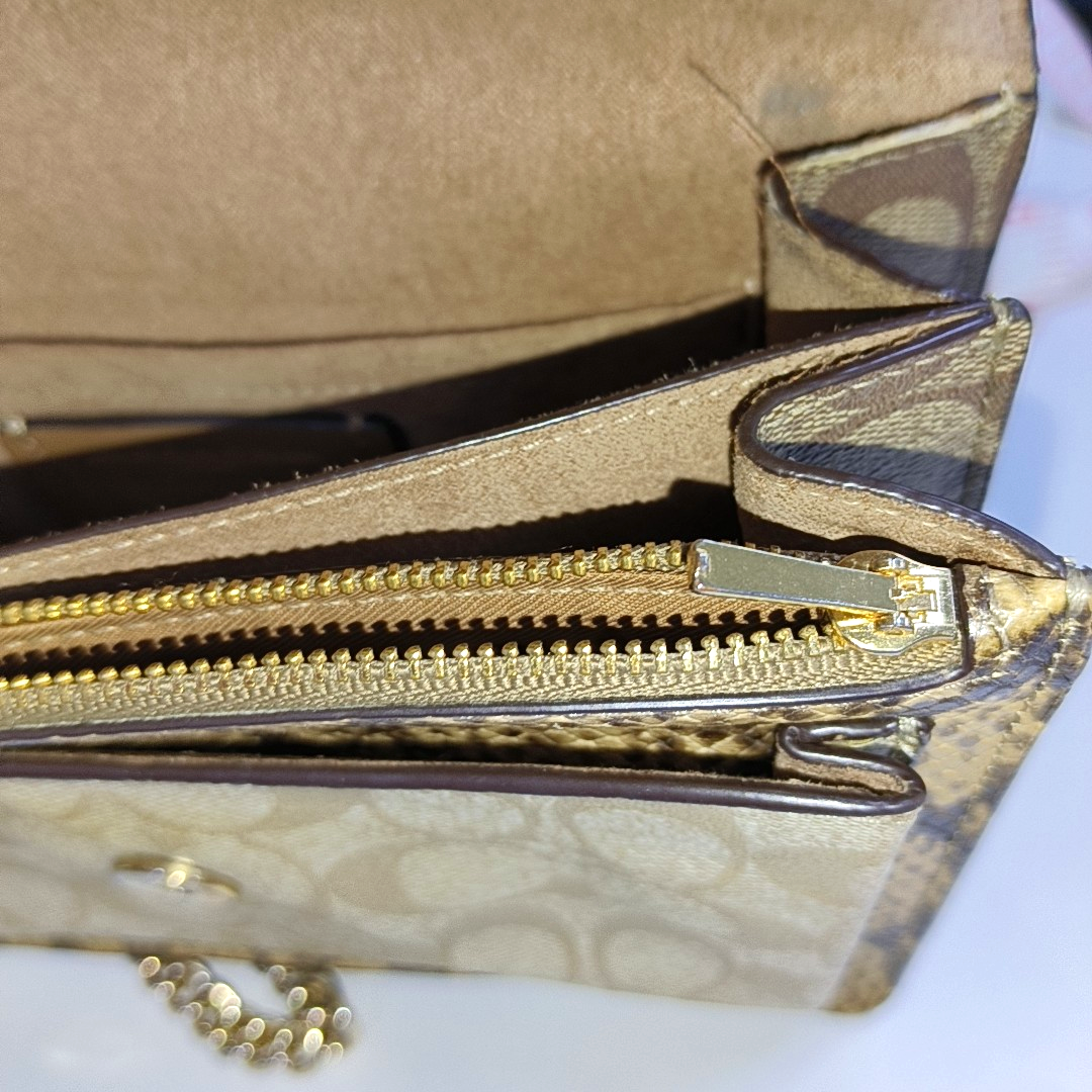 COACH KLARE Beige Leather Old Flower Embossed Crossbody Bag Shoulder Bag Golden hardware-(SKU)-942136285