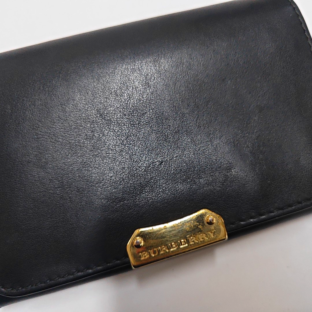 BURBERRY Black Cowhide Wallet Golden hardware-(SKU)-947686221