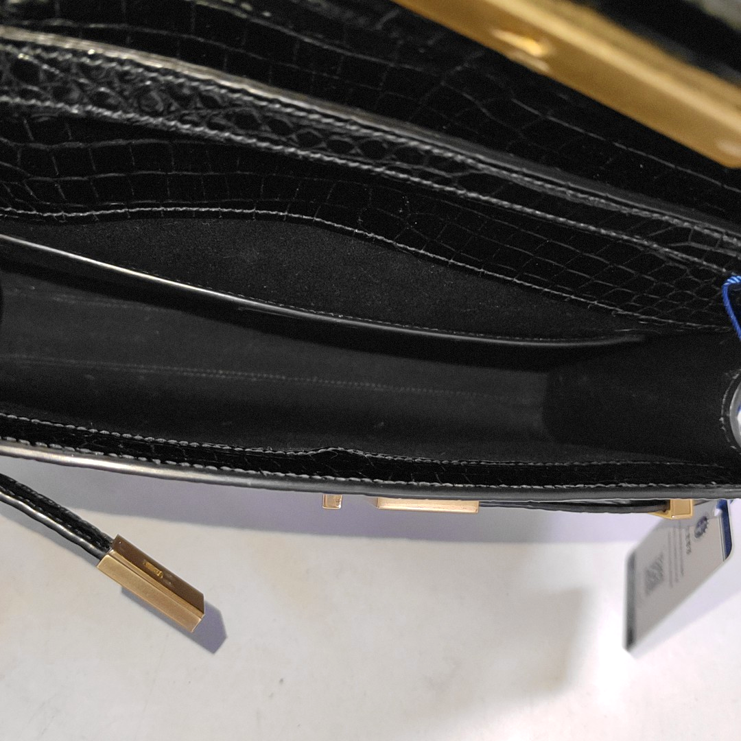 YSL MANHATTAN Small Black Calfskin Embossed Manhattan Bag Single Shoulder Bag Gold Hardware Removable Strap-(SKU)-950079755
