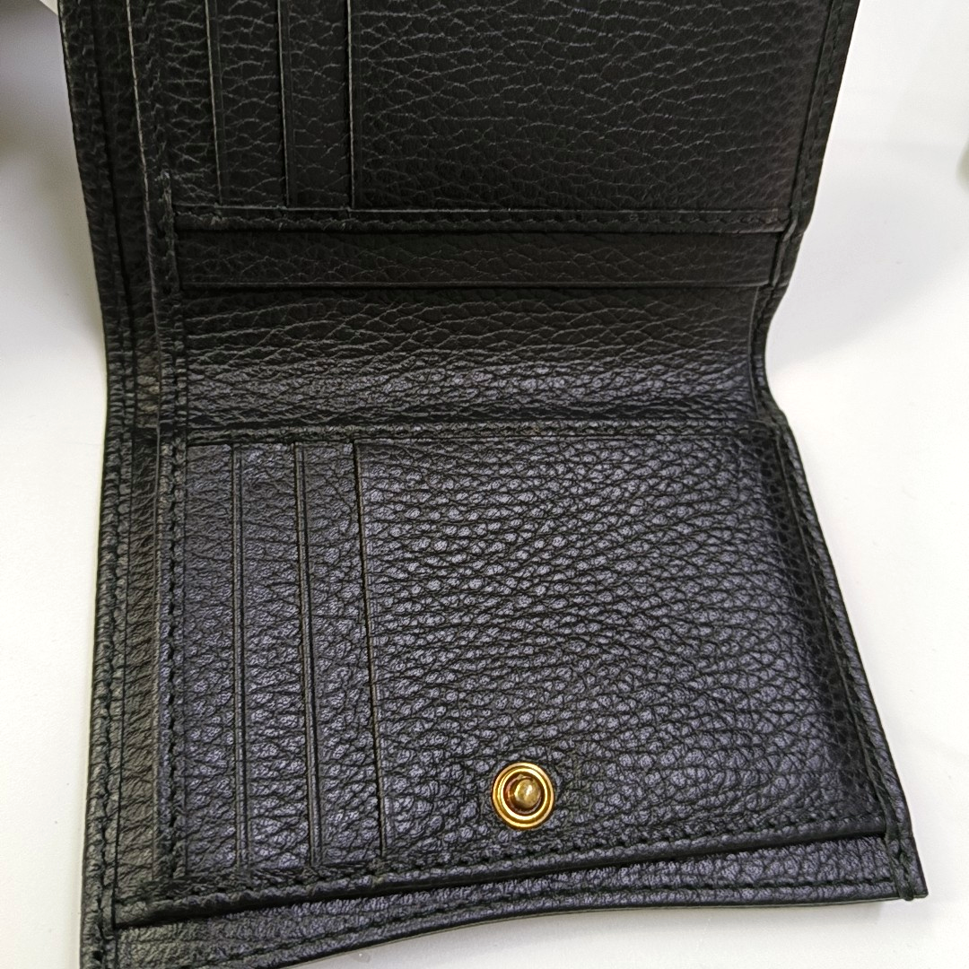 GUCCI GG Marmont Black Cow Leather Inset Wallet Golden hardware-(SKU)-956104882