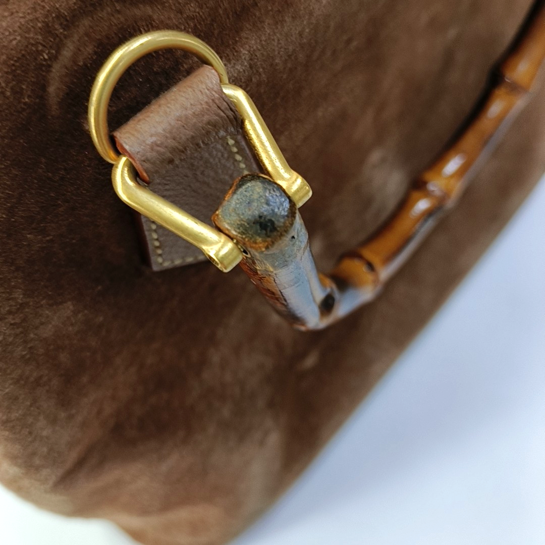 GUCCI Bamboo 1947 Dark Brown Cowhide Bamboo Handle Bamboo Handle Bag Single Shoulder Bag Golden hardware-(SKU)-941637943