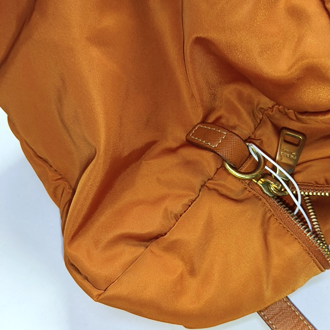 PRADA Tote bag Orange Nylon Logo Crossbody Bag Handbag Single Shoulder Bag Golden hardware Removable shoulder strap-(SKU)-955823365
