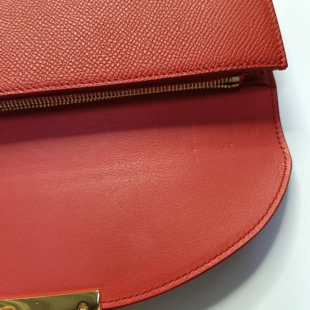 CELINE TROTTEUR Large size Red Leather Wallet Golden hardware-(SKU)-954216464