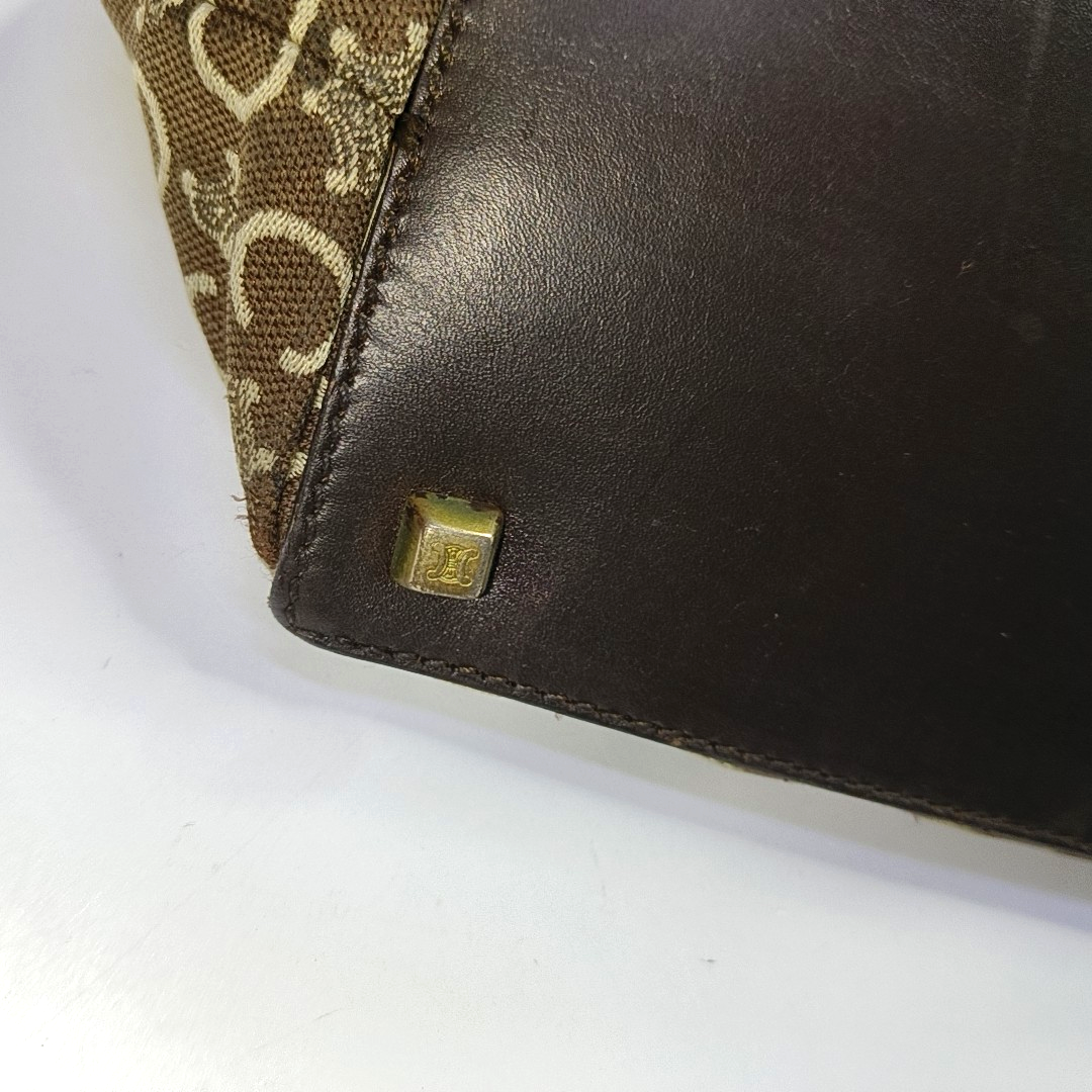 CELINE Brown Canvas Triumph Single Shoulder Bag Tote Bag Golden hardware-(SKU)-945086519