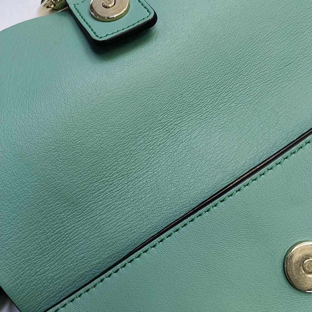 Chloé Faye Small size Green Cowhide Ring Shoulder Bag Golden hardware-(SKU)-953561461