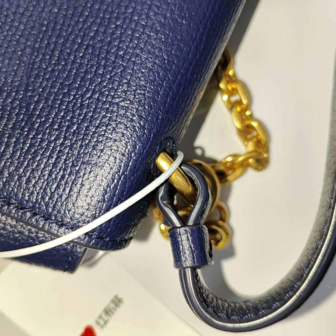 TORY BURCH Chelsea Dark Blue Cowhide Single Shoulder Bag Handbag Golden hardware Removable shoulder strap-(SKU)-942430091
