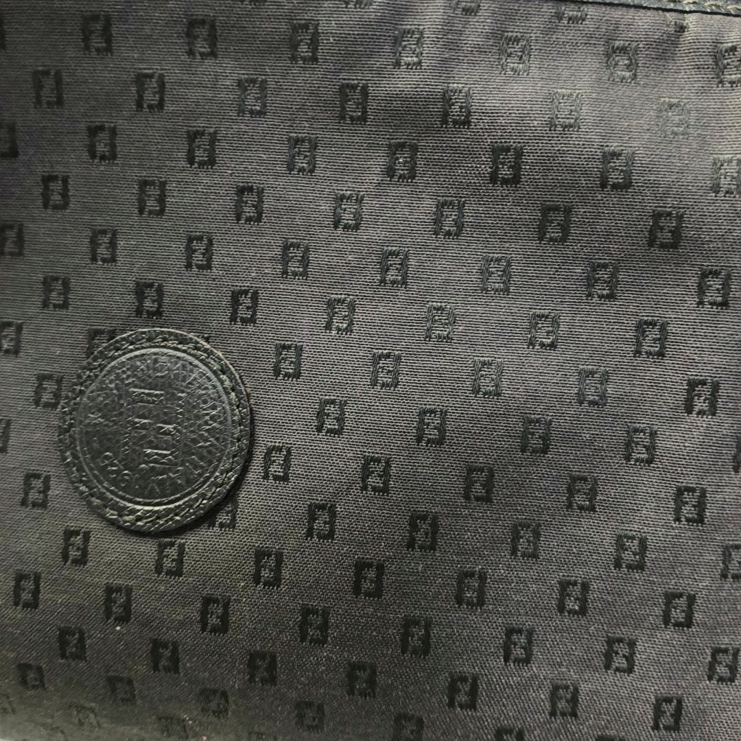 FENDI Black织物双F提花斜挎包 Silver Hardware-(SKU)-946021807