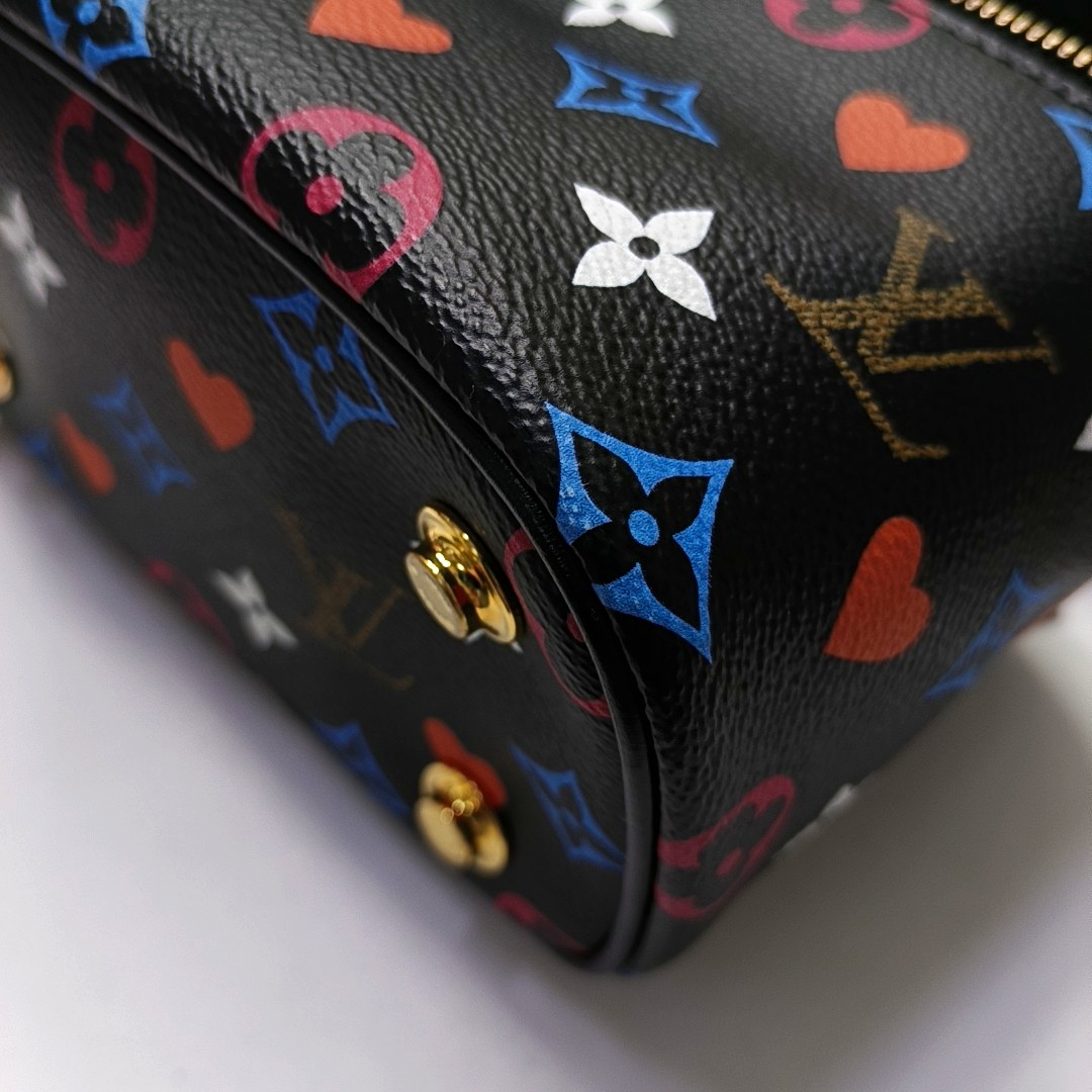 LOUIS VUITTON NICE Small Size Black Coated Canvas Printed Shoulder Bag, Tote Bag, Crossbody Bag with Golden Hardware and Detachable Strap-(SKU)-956355268