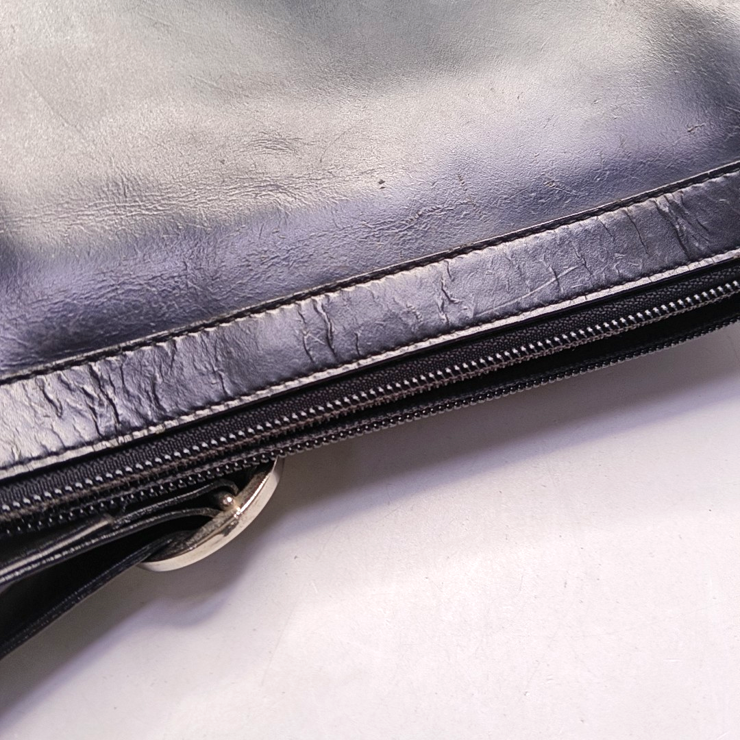 BURBERRY Black Calfskin Warhorse Grain Single Shoulder Bag Handbag Silver Hardware-(SKU)-946106319