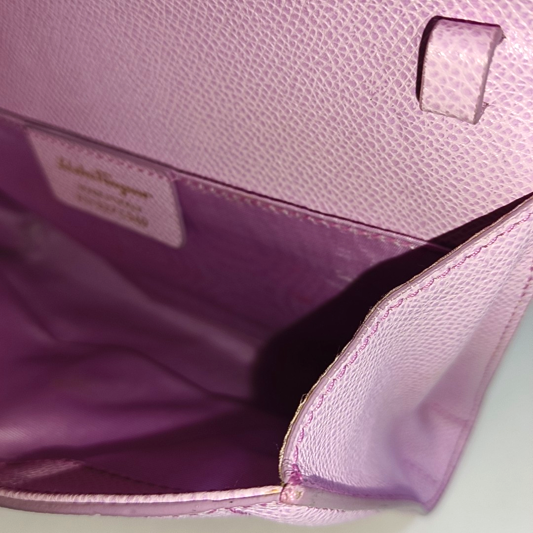 FERRAGAMO Ginny Purple Calf Leather Crossbody Bag Golden hardware Removable shoulder strap-(SKU)-940121051