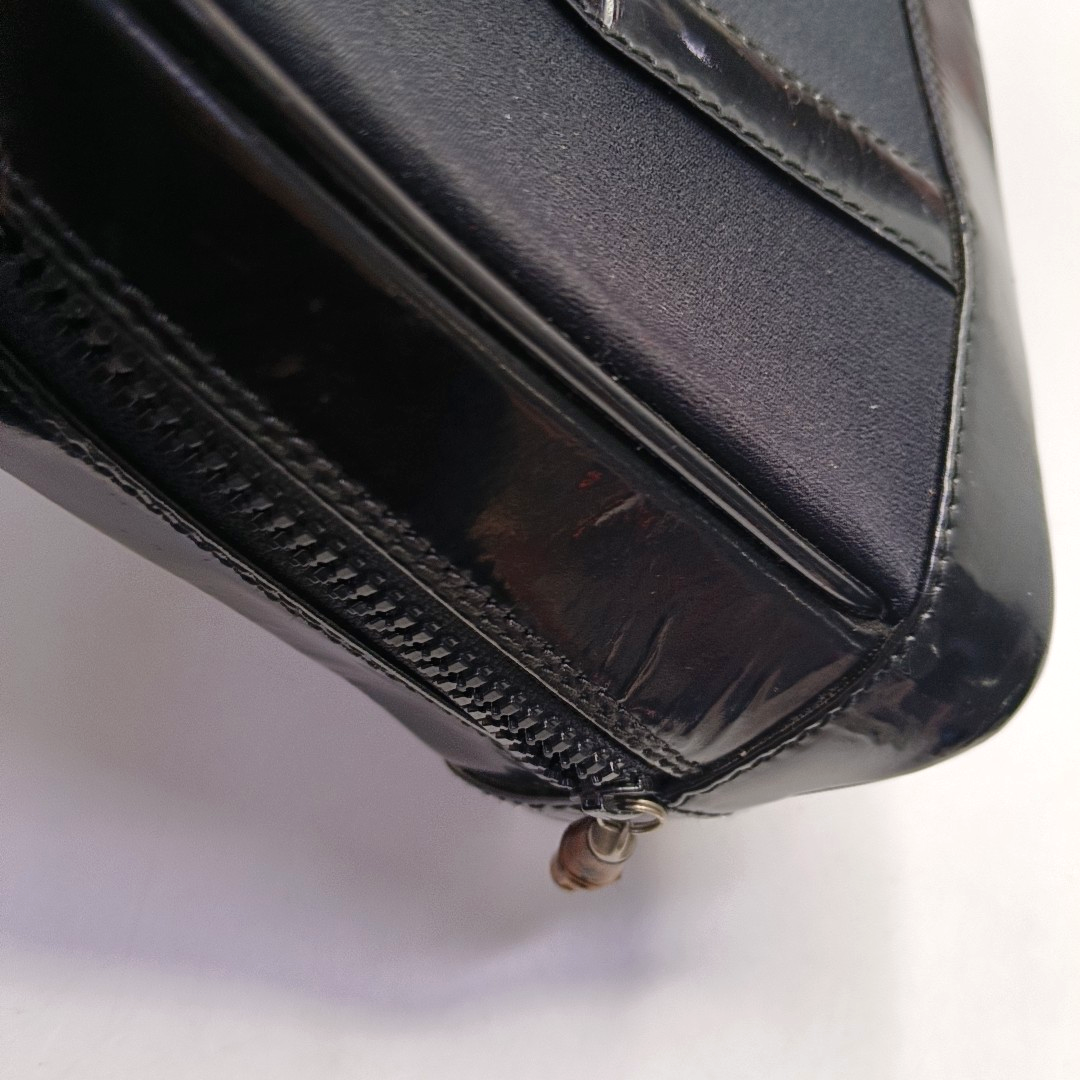 GUCCI Black Fabric Bamboo Handle Handbag Silver Hardware-(SKU)-945627916