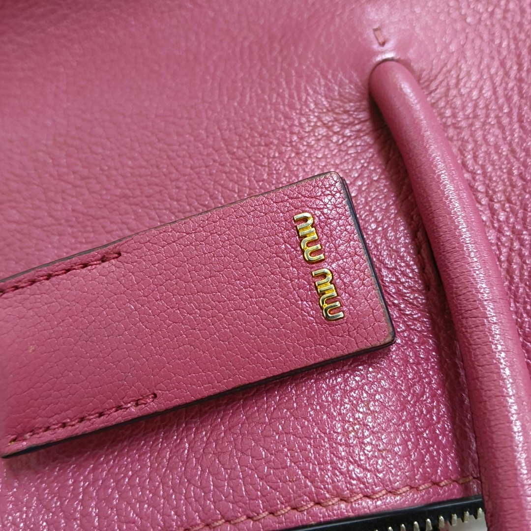 Miu Miu Pink Cowhide Single Shoulder Bag Golden hardware Removable shoulder strap-(SKU)-947216703