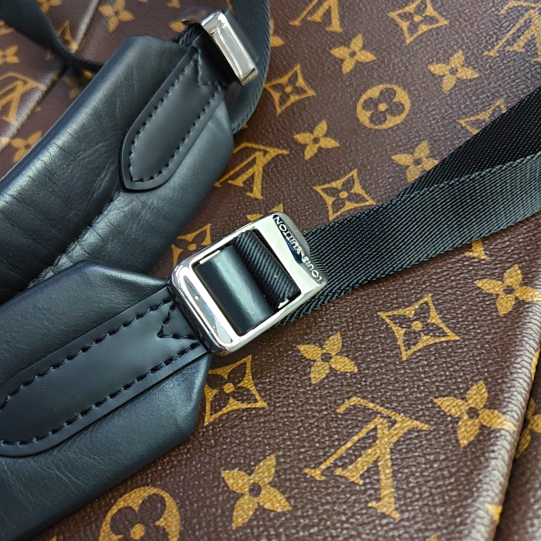 LOUIS VUITTON ZACK Medium Brown Coated Canvas Monogram Backpack Handbag Silver Hardware-(SKU)-965813745