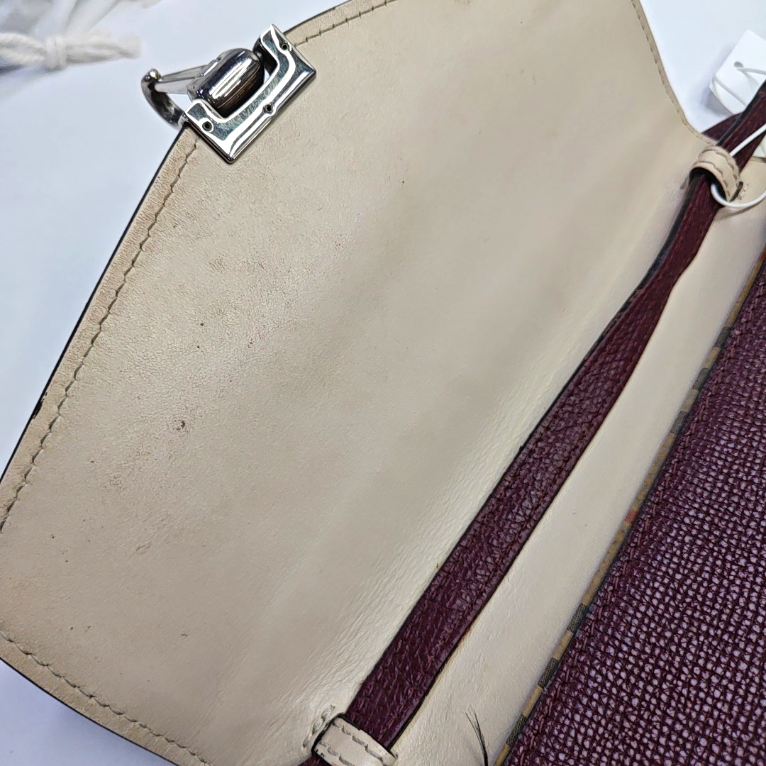 BURBERRY Macken Small size Burgundy Cowhide Single Shoulder Bag Crossbody Bag Silver Hardware Removable shoulder strap-(SKU)-947140810
