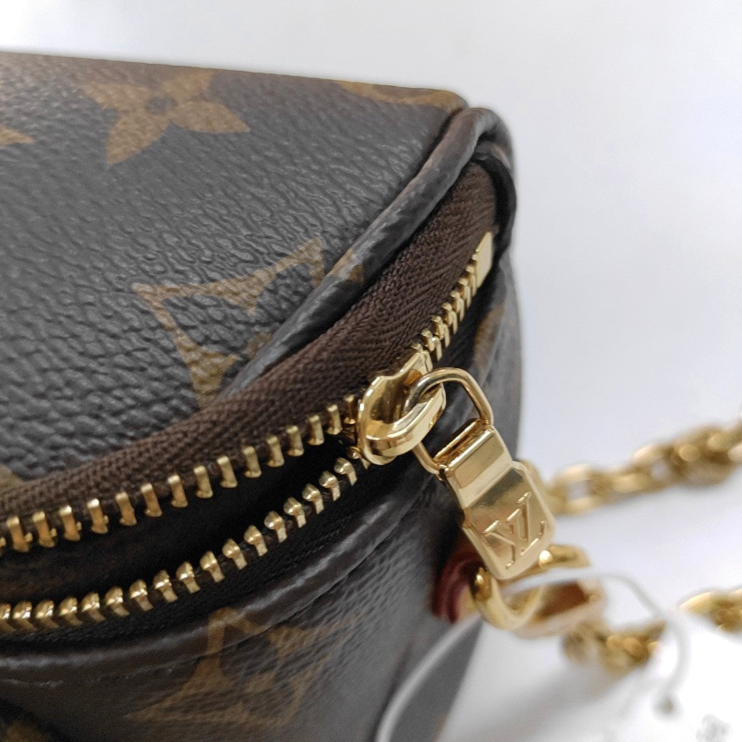 LOUIS VUITTON BUMBAG Mini Brown Coated Canvas Monogram Crossbody Belt Bag Shoulder Bag 2 Detachable Straps-(SKU)-968406235