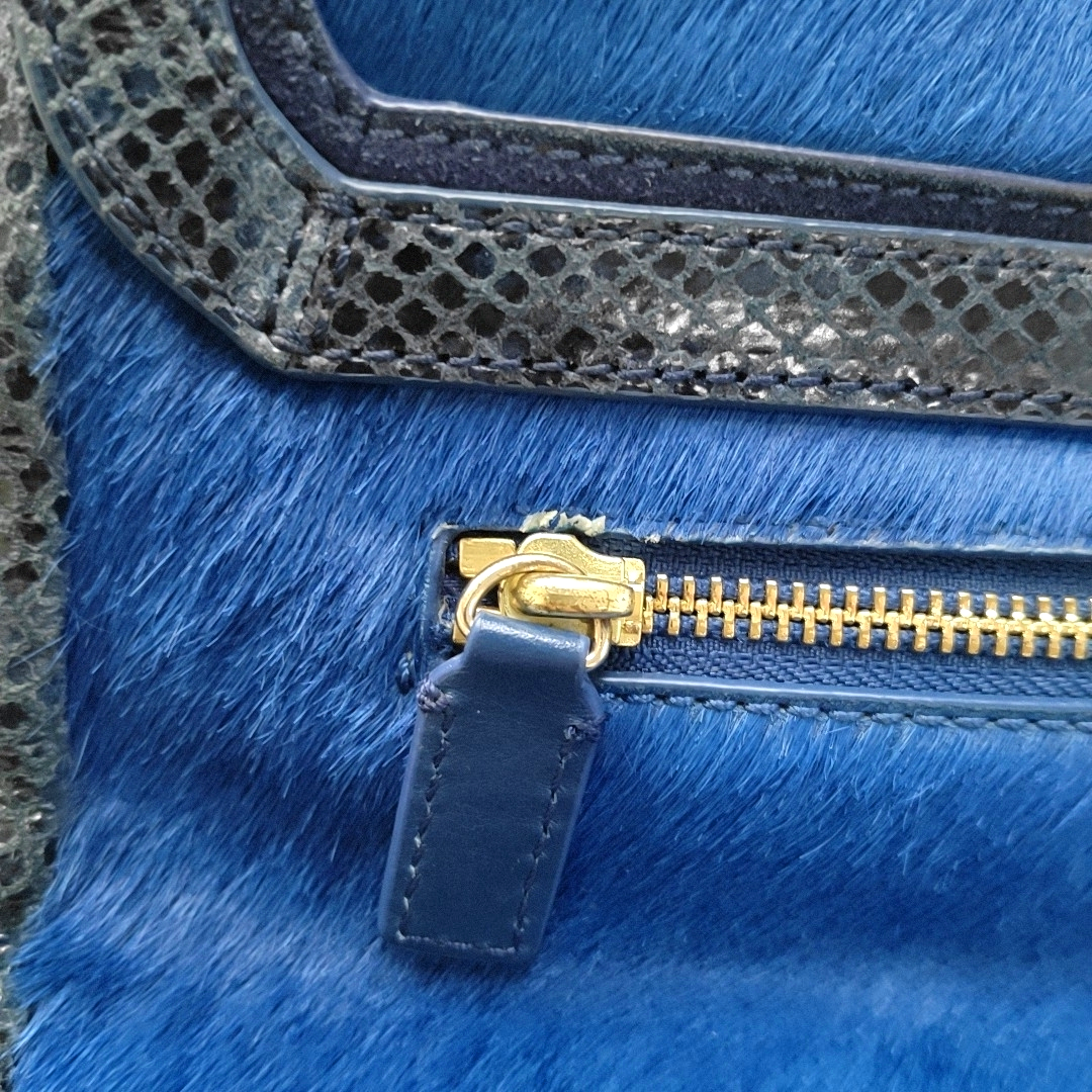 TORY BURCH 797 Blue cowhide snake-pattern crossbody bag/shoulder bag/handbag Golden hardware shoulder straps-(SKU)-942640908