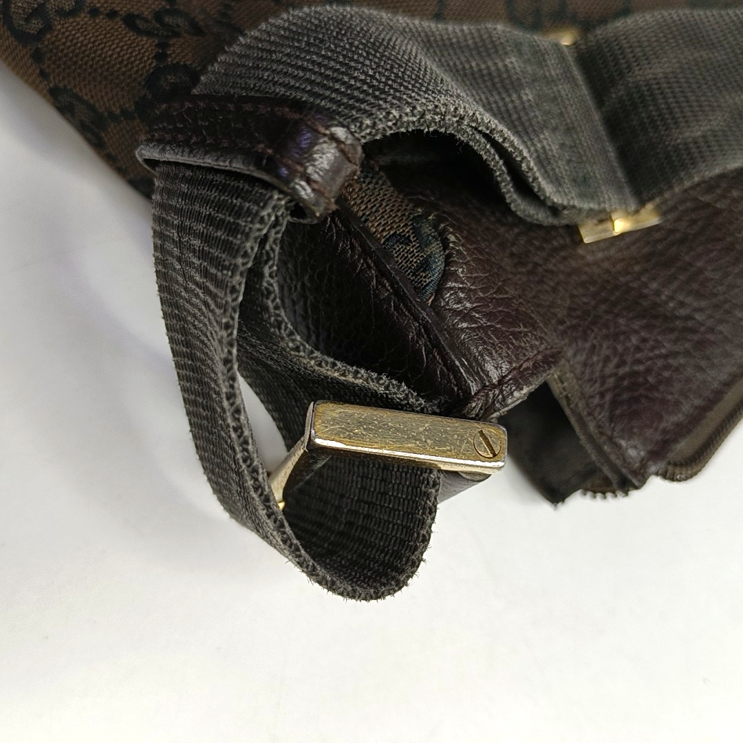 GUCCI Brown Canvas Monogrammed Crossbody Shoulder Bag Golden hardware-(SKU)-952860754