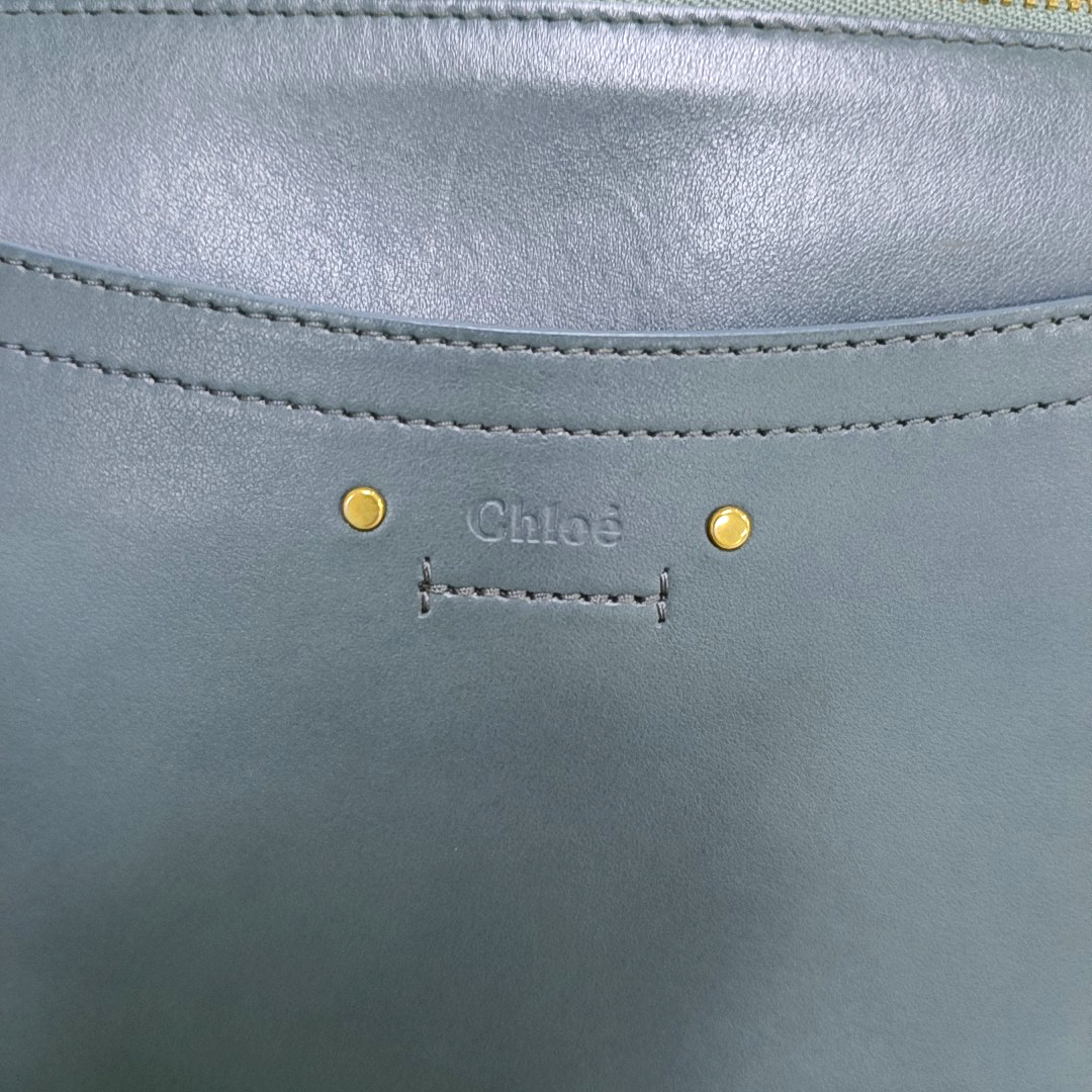 Chloé Roy Blue leather studded single shoulder bag crossbody Golden hardware shoulder straps-(SKU)-956582038