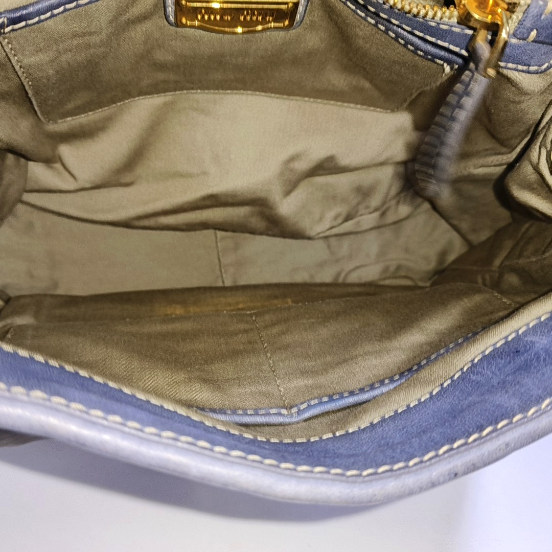 Miu Miu Beige Fabric Crossbody Single Shoulder Bag Golden hardware Removable shoulder strap-(SKU)-951232002