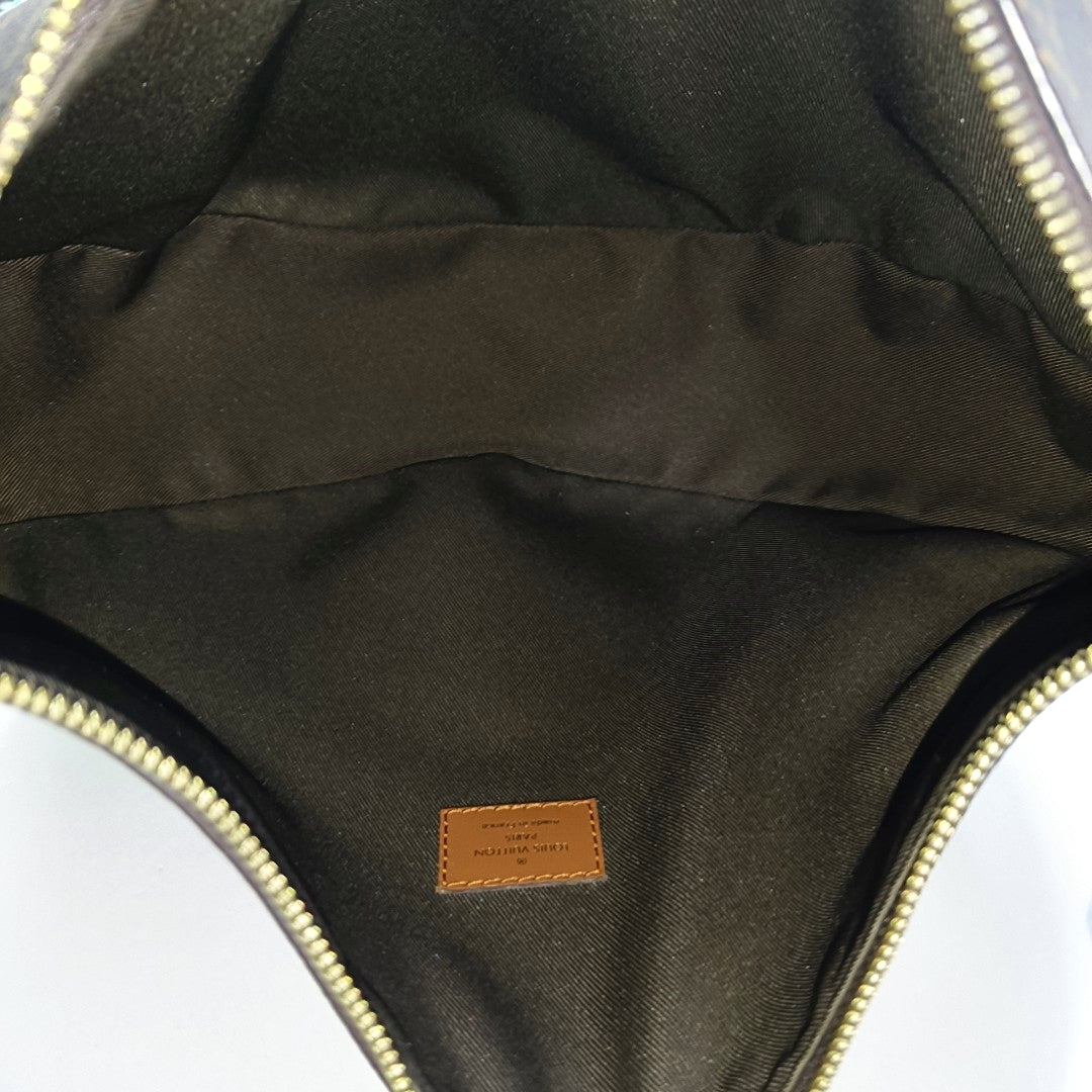 LOUIS VUITTON LOOP HOBO Brown Coated Canvas Monogram Crossbody Bag Tote Bag Shoulder Bag with Gold Hardware, Detachable Shoulder Straps, and 2 Pockets-(SKU)-968690429