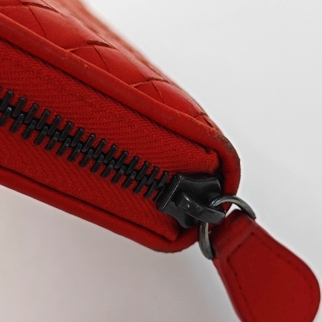 BOTTEGA VENETA Red Sheepskin Weave Wallet Ruthenium color hardware-(SKU)-949846993