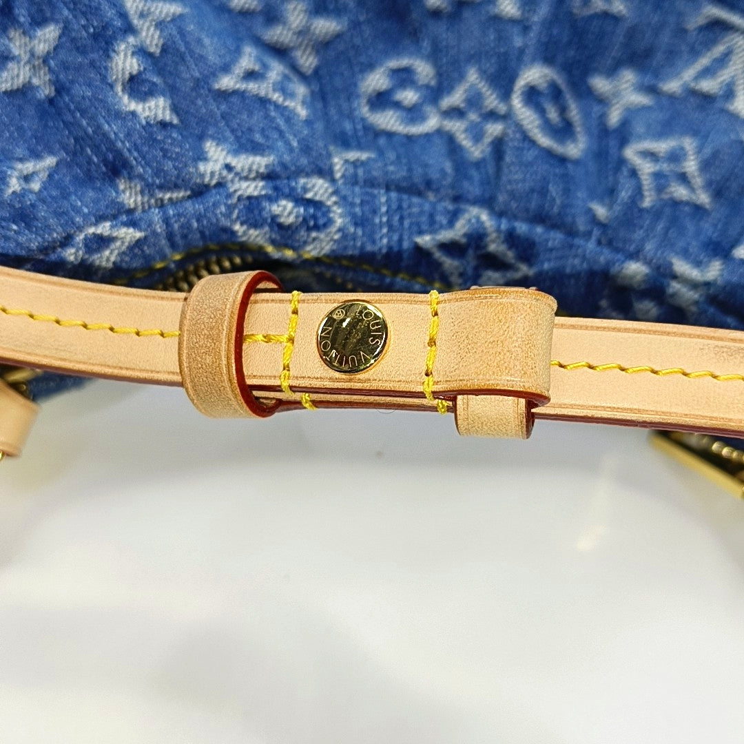 LOUIS VUITTON POCHETTE VALLEY Blue Denim Monogram Jacquard Handbag Shoulder Bag Gold Hardware Detachable Strap-(SKU)-969614948